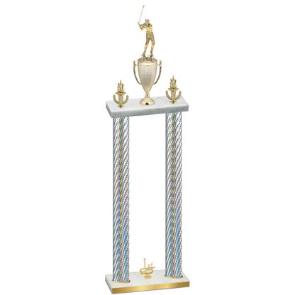 Double Silver Carbon Fiber First Place Golf Trophy