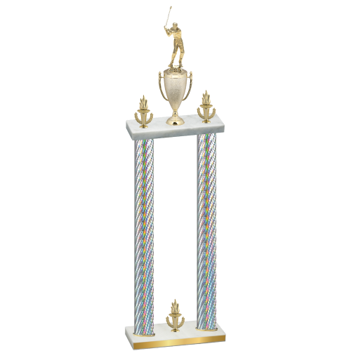 Double Silver Carbon Fiber Victory Golf Trophy