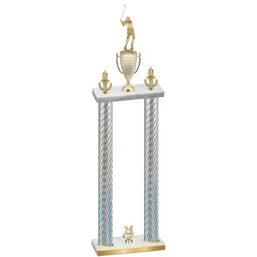 Double Silver Carbon Fiber Year Golf Trophy