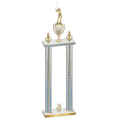 Double Silver Carbon Fiber Year Golf Trophy