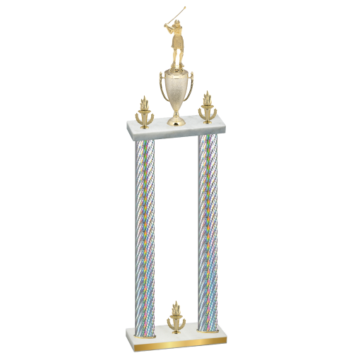 Double Silver Carbon Fiber Victory Golf Trophy