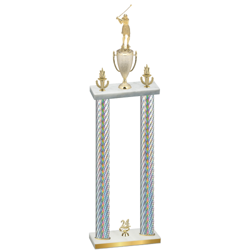 Double Silver Carbon Fiber Year Golf Trophy