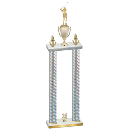 Double Silver Carbon Fiber Year Golf Trophy