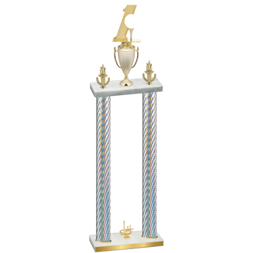 Double Silver Carbon Fiber First Place Golf Trophy