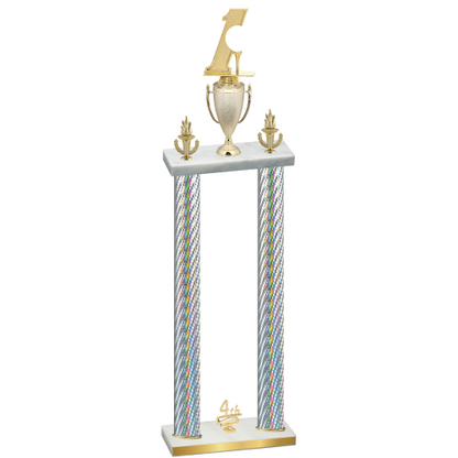 Double Silver Carbon Fiber Fourth Place Golf Trophy