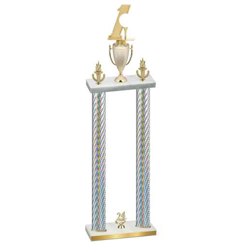 Double Silver Carbon Fiber Year Golf Trophy