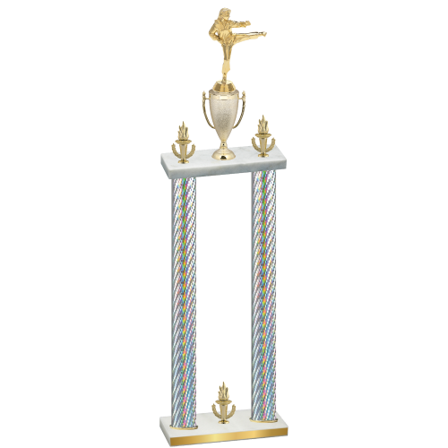 Double Silver Carbon Fiber Victory Karate Trophy
