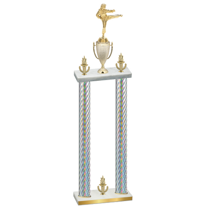 Double Silver Carbon Fiber Victory Karate Trophy