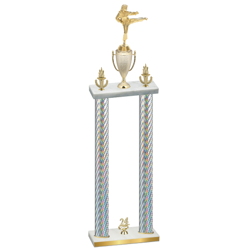 Double Silver Carbon Fiber Year Karate Trophy