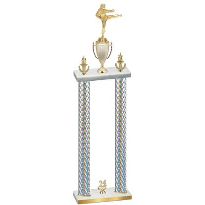 Double Silver Carbon Fiber Year Karate Trophy