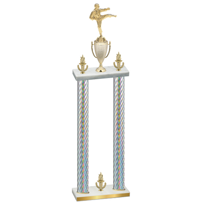 Double Silver Carbon Fiber Victory Karate Trophy