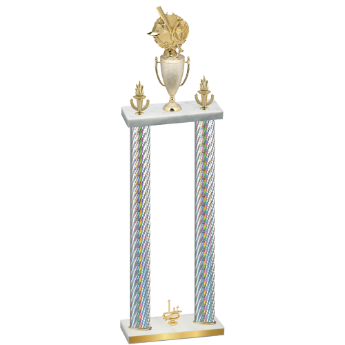 Double Silver Carbon Fiber First Place Baseball Trophy