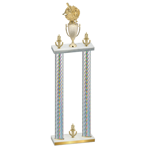 Double Silver Carbon Fiber Victory Baseball Trophy