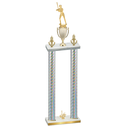 Double Silver Carbon Fiber First Place Softball Trophy