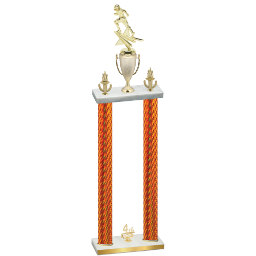 Double Orange Carbon Fiber Fourth Place Football Trophy
