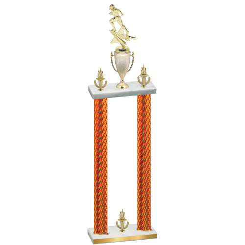 Double Orange Carbon Fiber Victory Football Trophy