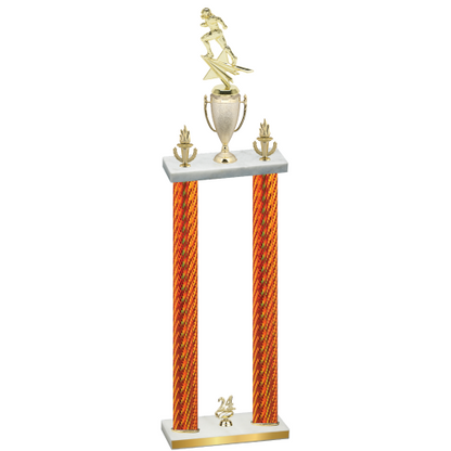 Double Orange Carbon Fiber Year Football Trophy