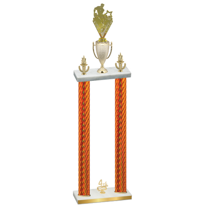 Double Orange Carbon Fiber Fourth Place Rugby Trophy
