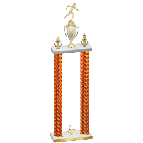 Double Orange Carbon Fiber Second Place Running Trophy