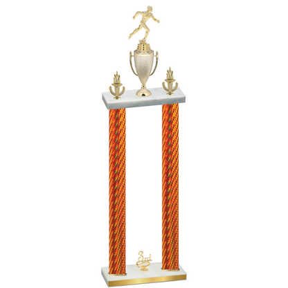 Double Orange Carbon Fiber Third Place Running Trophy