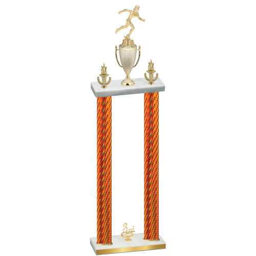 Double Orange Carbon Fiber Third Place Running Trophy
