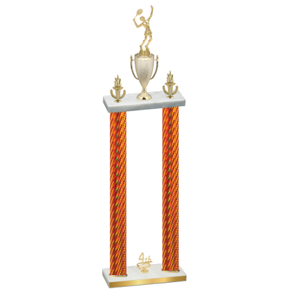 Double Orange Carbon Fiber Fourth Place Tennis Trophy