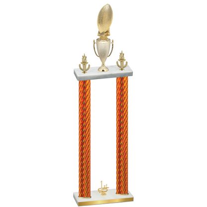 Double Orange Carbon Fiber First Place Football Trophy