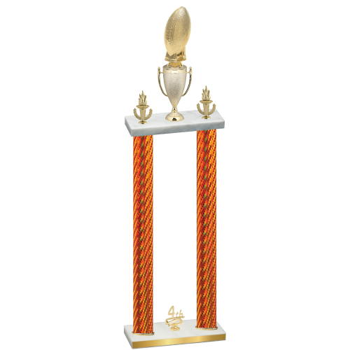 Double Orange Carbon Fiber Fourth Place Football Trophy
