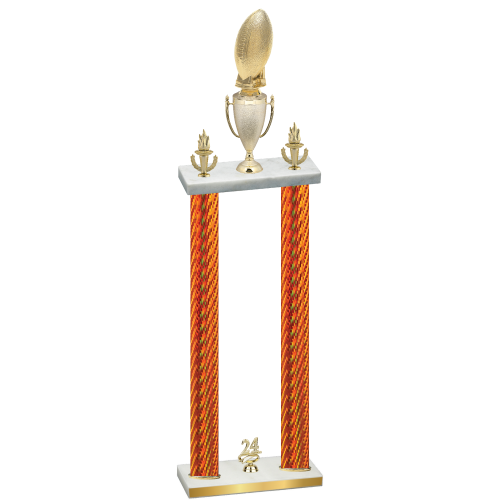 Double Orange Carbon Fiber Year Football Trophy