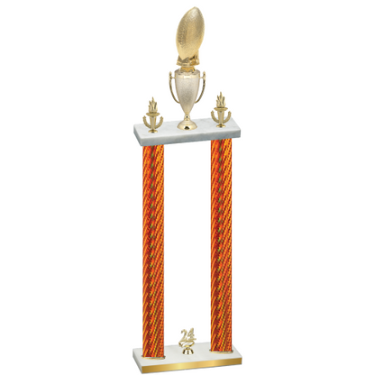 Double Orange Carbon Fiber Year Football Trophy