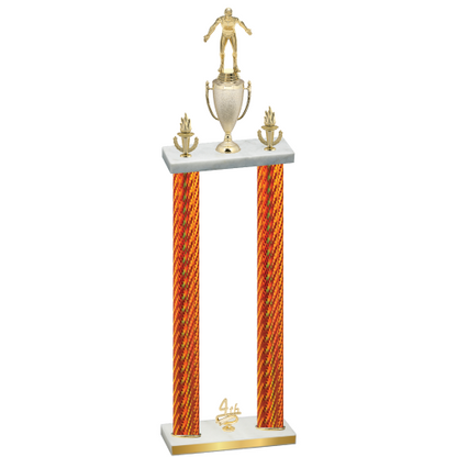 Double Orange Carbon Fiber Fourth Place Wrestling Trophy