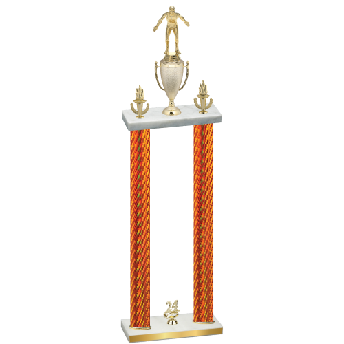 Double Orange Carbon Fiber Year Wrestling Trophy