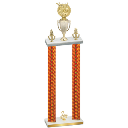 Double Orange Carbon Fiber Second Place Bowling Trophy
