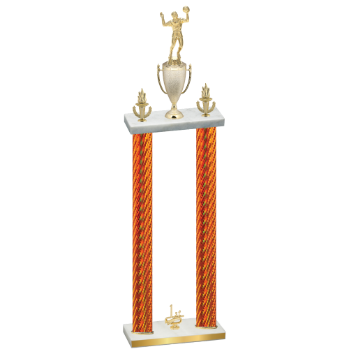 Double Orange Carbon Fiber First Place Volleyball Trophy
