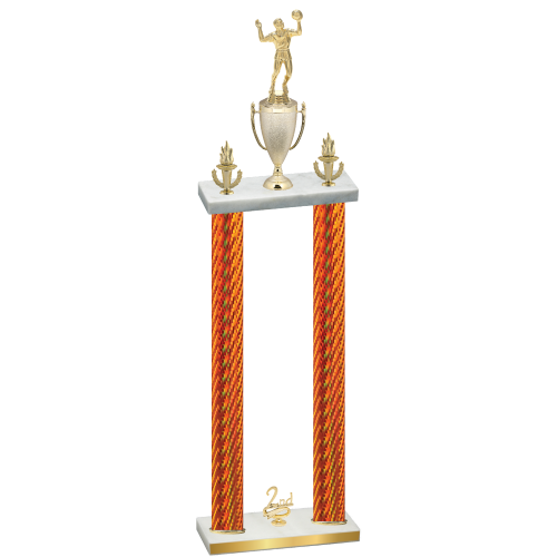 Double Orange Carbon Fiber Second Place Volleyball Trophy
