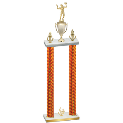 Double Orange Carbon Fiber Fourth Place Volleyball Trophy