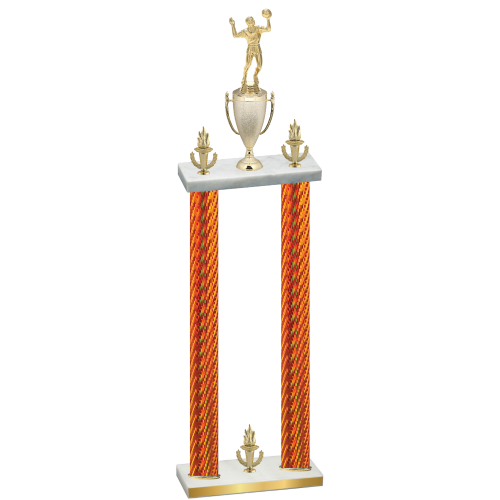 Double Orange Carbon Fiber Victory Volleyball Trophy