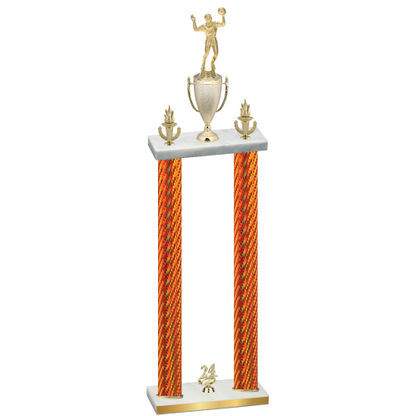 Double Orange Carbon Fiber Year Volleyball Trophy