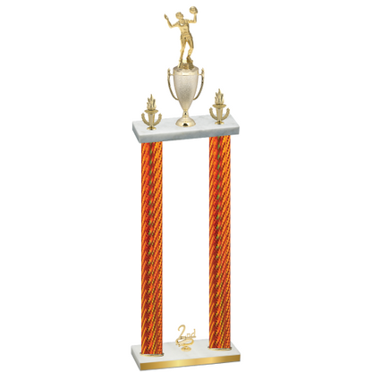 Double Orange Carbon Fiber Second Place Volleyball Trophy