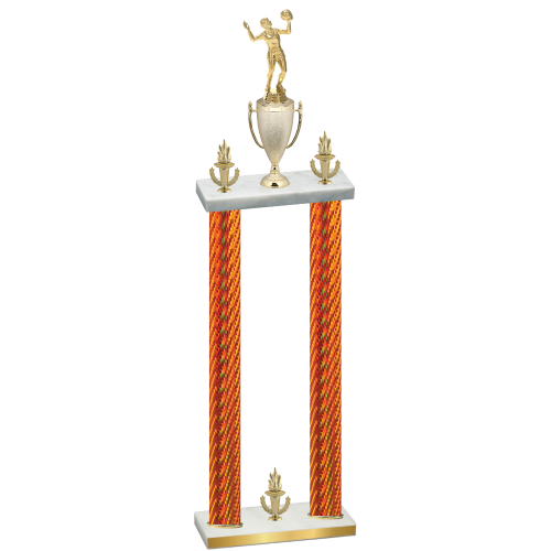 Double Orange Carbon Fiber Victory Volleyball Trophy