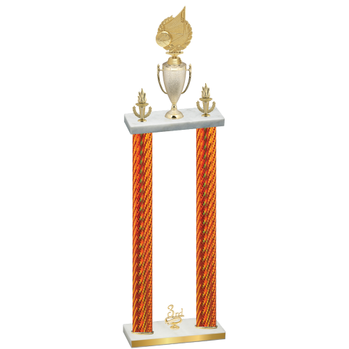 Double Orange Carbon Fiber Third Place Volleyball Trophy