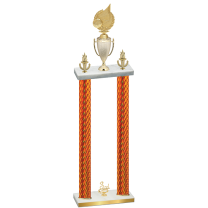 Double Orange Carbon Fiber Third Place Volleyball Trophy