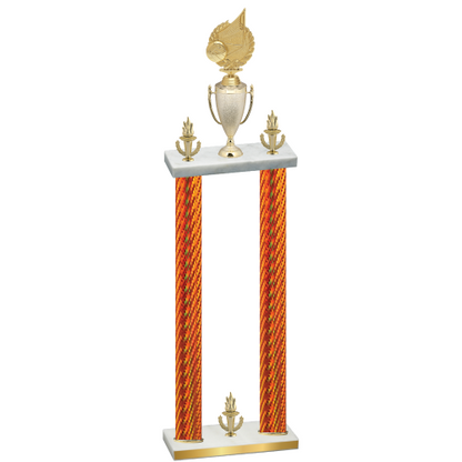 Double Orange Carbon Fiber Victory Volleyball Trophy