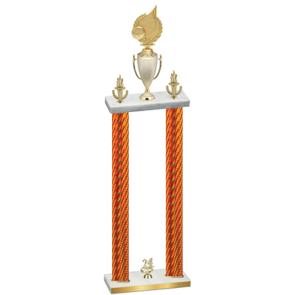 Double Orange Carbon Fiber Year Volleyball Trophy