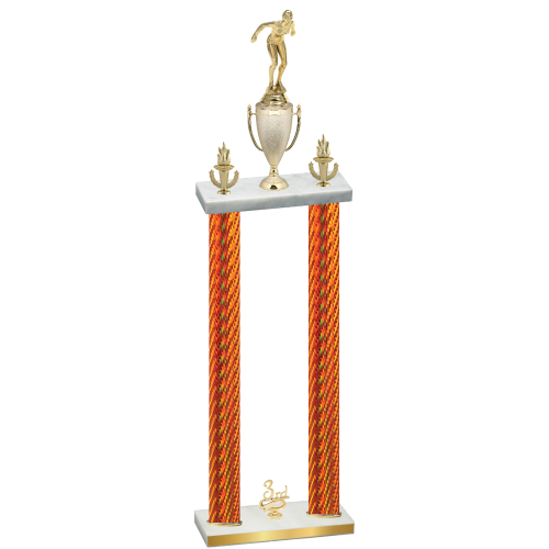 Double Orange Carbon Fiber Third Place Tennis Trophy