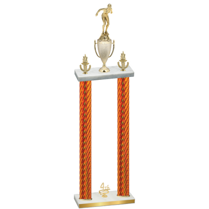 Double Orange Carbon Fiber Fourth Place Tennis Trophy