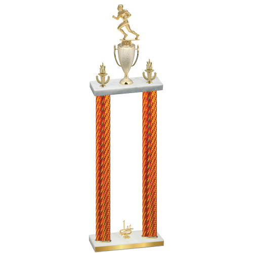 Double Orange Carbon Fiber First Place Football Trophy