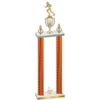Double Orange Carbon Fiber Second Place Football Trophy