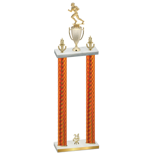 Double Orange Carbon Fiber Year Football Trophy