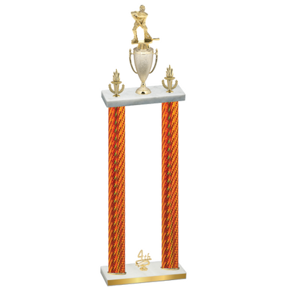 Double Orange Carbon Fiber Fourth Place Hockey Trophy